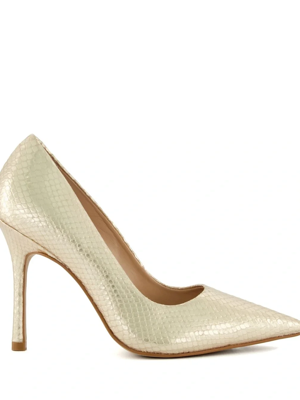 Dune London Bento Gold Rept Print Leather 38 / US Women's 7